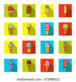 Ice cream set icons in flat style. Big collection of ice cream vector symbol stock illustration