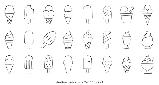 Ice cream. A set of icons on the theme of ice cream.
