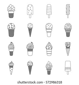 Ice cream set icons in outline style. Big collection of ice cream vector symbol stock illustration