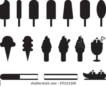 Ice cream set illustrated on white