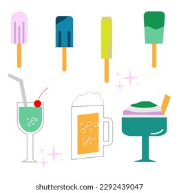 ice cream set illustration. summer decoration. illustration vector