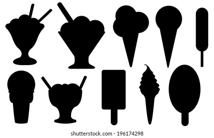 ice cream set isolated on white