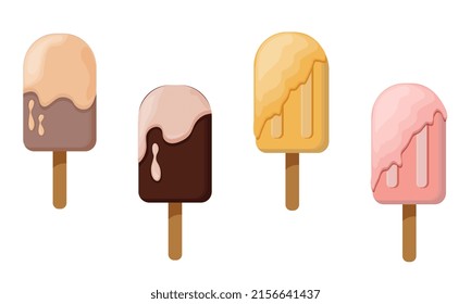Conjunto de helados aislados sobre fondo blanco