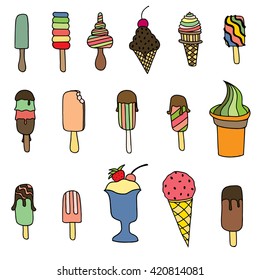 ice cream set isolated on white. Vector illustration image