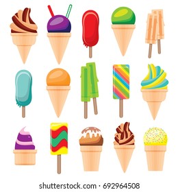 Eiscreme einzeln auf weißem Hintergrund. Vektorgrafik.