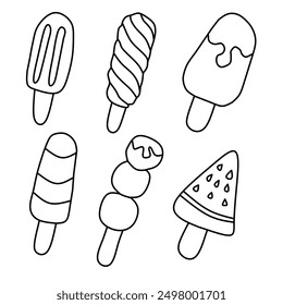 Ice cream set isolated with white background 