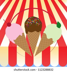ice cream set in kiosk