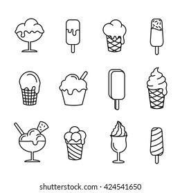 Ice cream set line icons