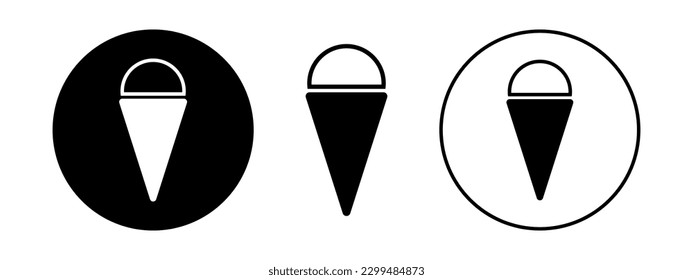 Ice cream set of line sign. Waffle cup ice cream illustration. Vector icon frozen dessert.