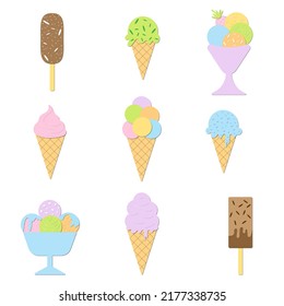 ice cream set of nine