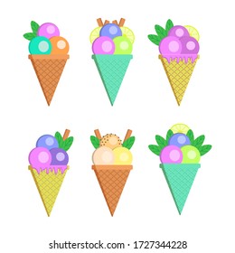 Eiscreme auf weißem Hintergrund. Vector-Abbildung.