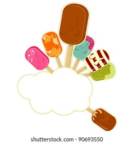ice cream set on white background
