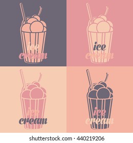 Ice cream set. Pastel colors
