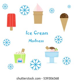  Ice cream set with a snowflakes