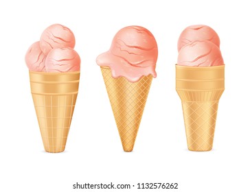 Ice cream set. Summer menu, sweets. Vector illustration EPS10.