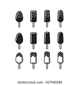 Ice cream set, thin line icons