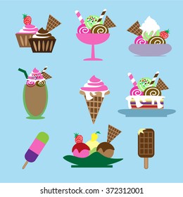 ice cream set . Vector
