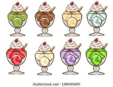 Ice cream set vector clipart graphic design 
