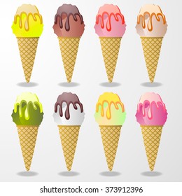 Ice cream set vector flat