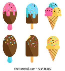 Ice cream set vector flat illustration