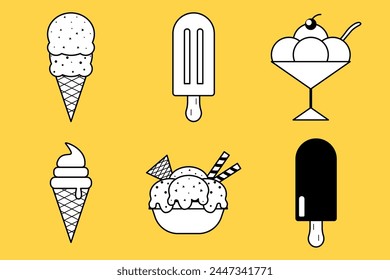 Ice Cream Set. Vector icons.