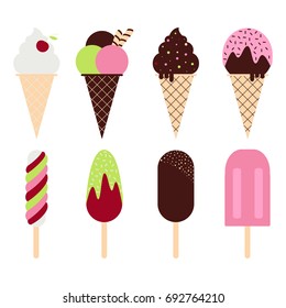 Ice cream set vector icons