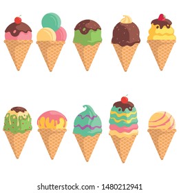 Ice cream set vector illustration