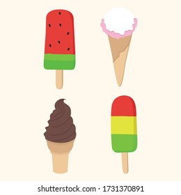 Ice cream set vector illustration