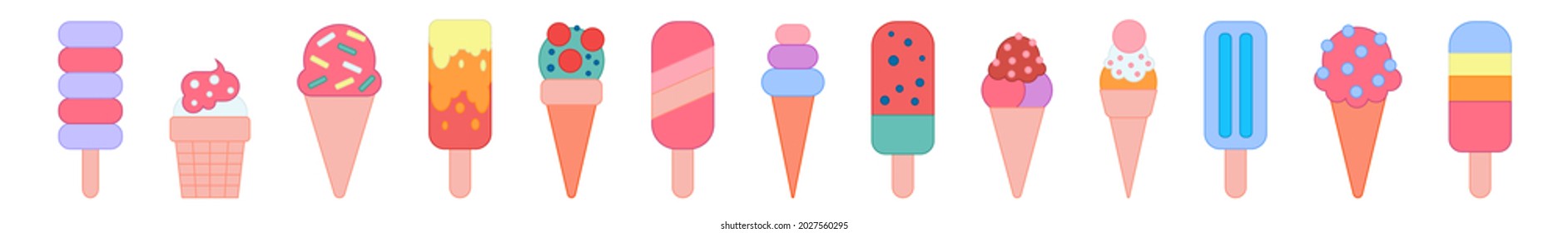 Ice cream set. Vector illustration in a flat style
