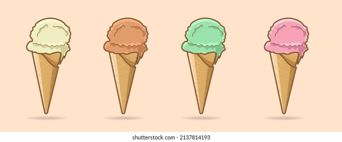 ice cream set vector illustration colorful