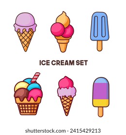 Ice cream set vector illustration
