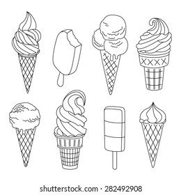  		
Ice cream set. Vector illustration.