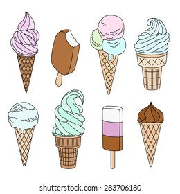 Ice cream set. Vector illustration.