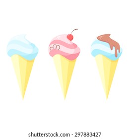 Ice cream set vector illustration