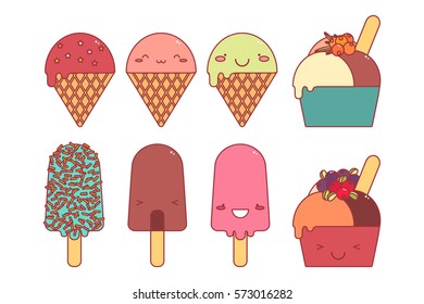 Ice cream set. Vector illustration.