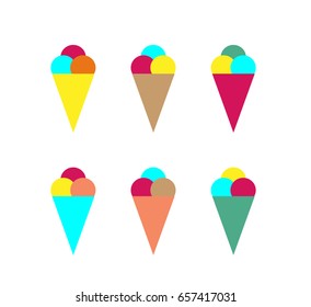 Ice cream set vector illustration flat design