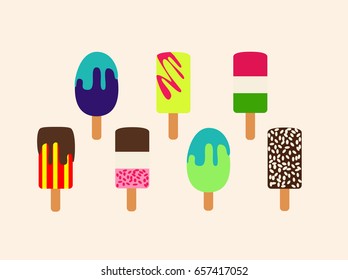 Ice cream set vector illustration flat design