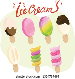 ice cream set vector isolated illustration on white background. Good for web design, logo, menu, print. 