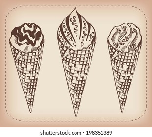 ice cream set of vector sketches handmade