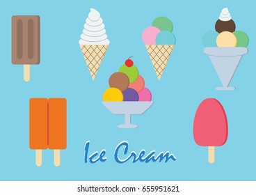 ice cream set very cool (flat design)