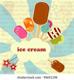 ice cream set  - vintage poster