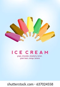 Ice cream with seven kinds of flavor - vector illustrator