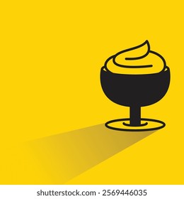 ice cream with shadow on yellow background