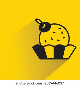 ice cream with shadow on yellow background