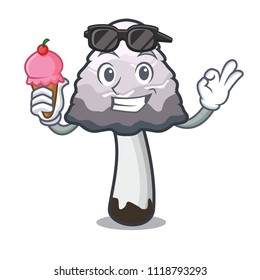 With ice cream shaggy mane mushroom character cartoon