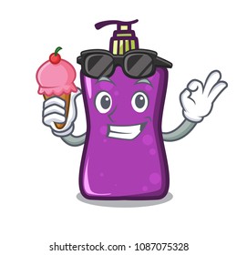 With ice cream shampo character cartoon style