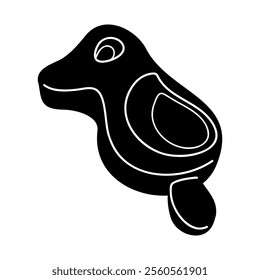 Ice cream in the shape of a bird in black and white colors. Clip art for your projects.