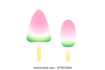 Ice cream in the shape of a watermelon - popsicle on a stick, simple illustration, vector EPS 10.