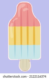 Ice Cream Shaped Inflatable Mattress Icon for pool party, beach holiday and hotel vacation. Vector illustration