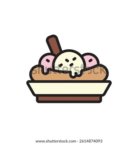 Ice Cream Shop Banana Split Icon Vector Illustration